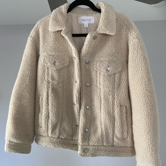 POPSUGAR Jackets & Blazers - Beige Fuzzy Jacket Size large